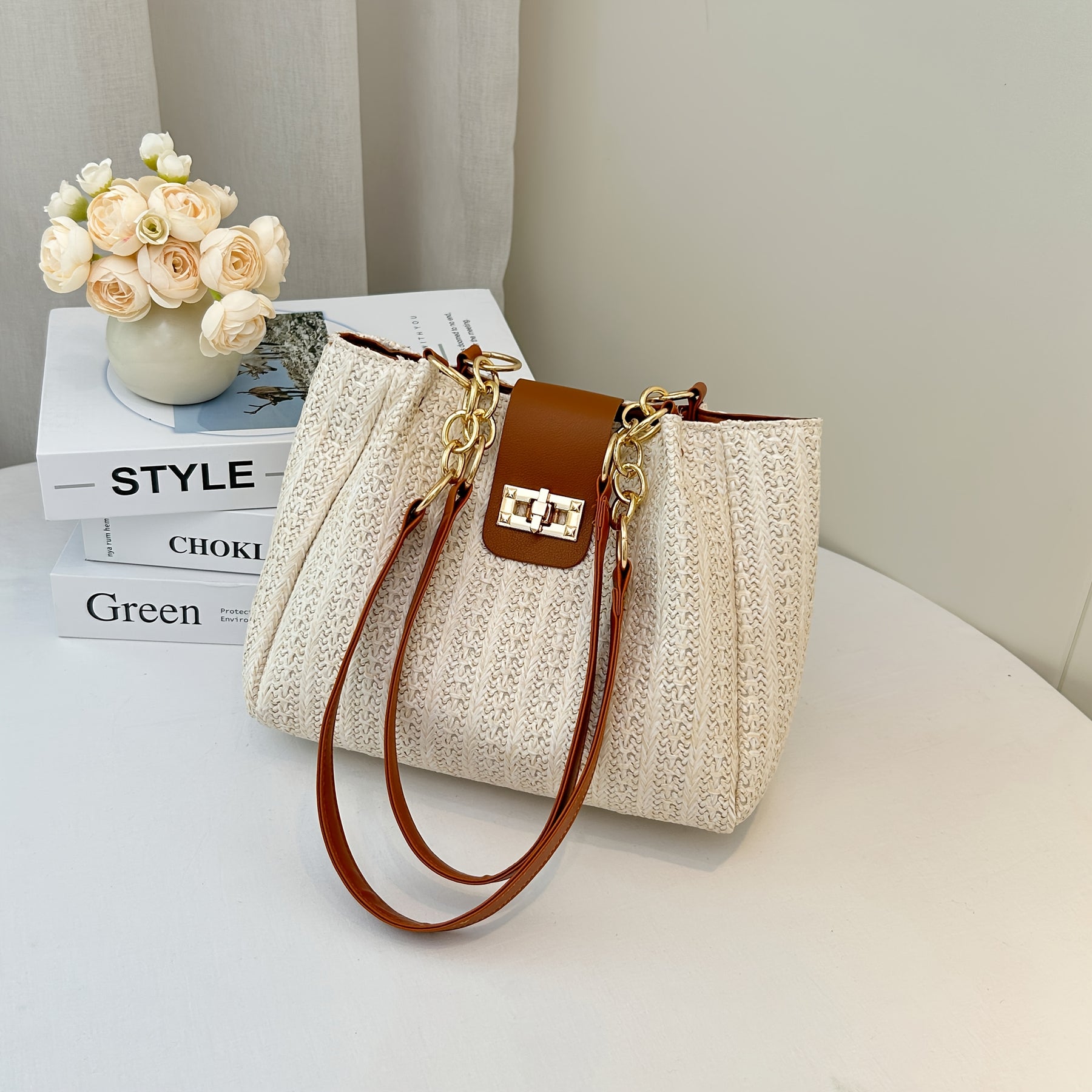 Bolsa Feminina Trançada – Ombro Único, Design Elegante